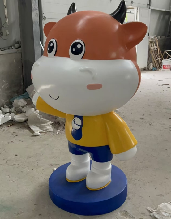 玻璃钢电力小牛IP雕塑 | 佛山电力企业定制吉祥物装置
